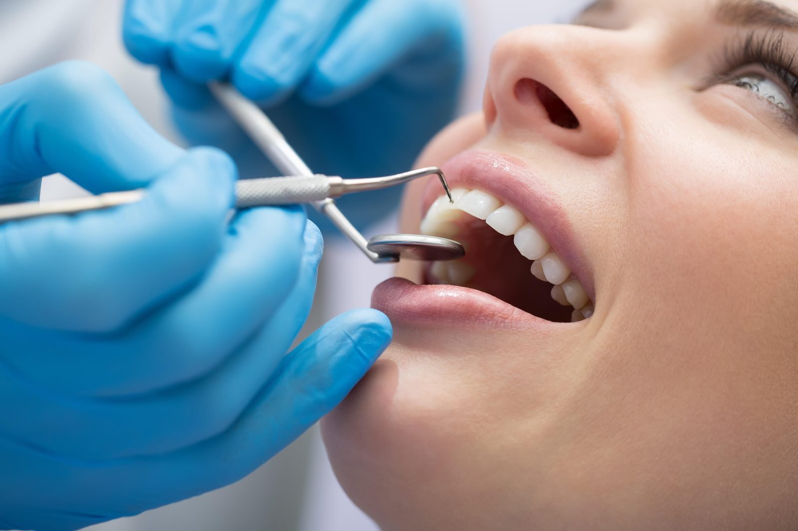 Detailed dental examination in progress